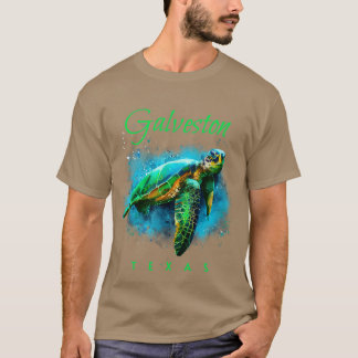 T-shirt Galveston Texas Aquarelle Tortue de mer
