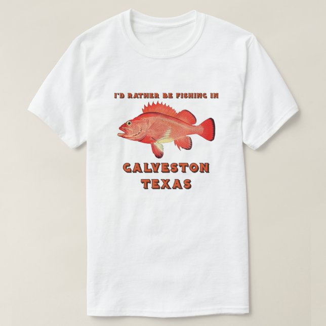 T-shirt Galveston Texas Je préfère pêcher (Design devant)