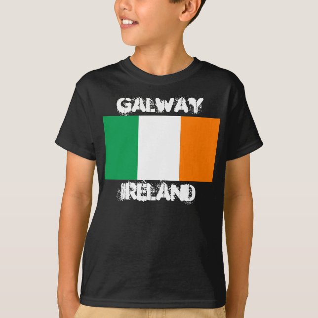 T-shirt Galway, Irlande avec drapeau irlandais Boys (Devant)