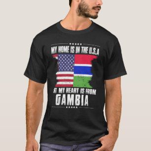 T-shirt Gambie Américain Patriot Gros Fier Accueil Coeur U