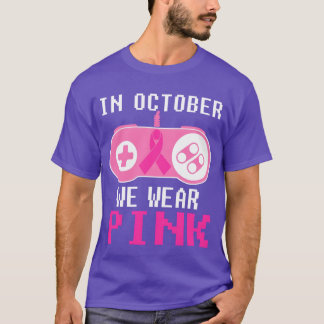 T-shirt Game Controller En Octobre Nous Portons Pink Gamin