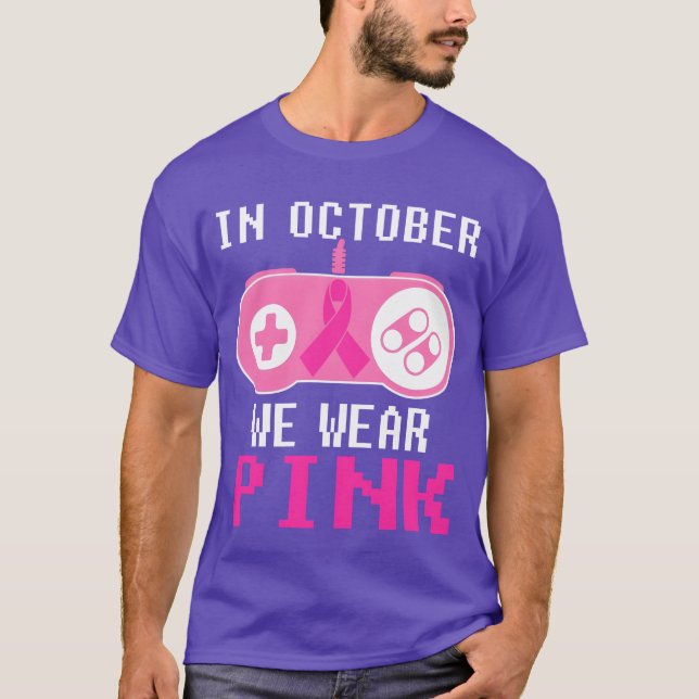 T-shirt Game Controller En Octobre Nous Portons Pink Gamin (Devant)
