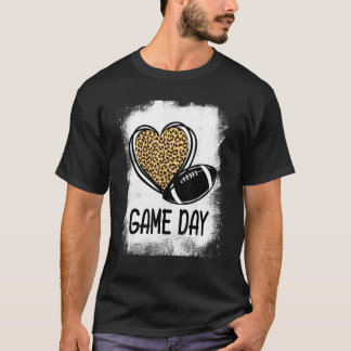 T-shirt Game Day With Leopard Heart Football American Foot