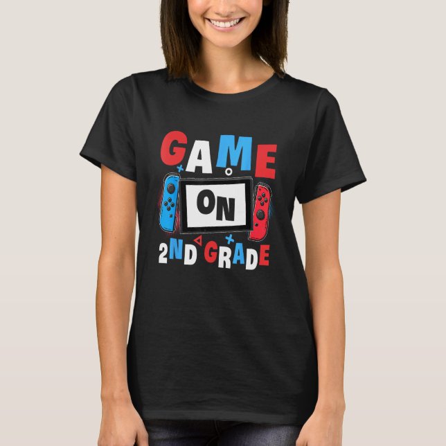 T-shirt Game On 2nd Grade Gaming Gamer Back To School Stud (Devant)