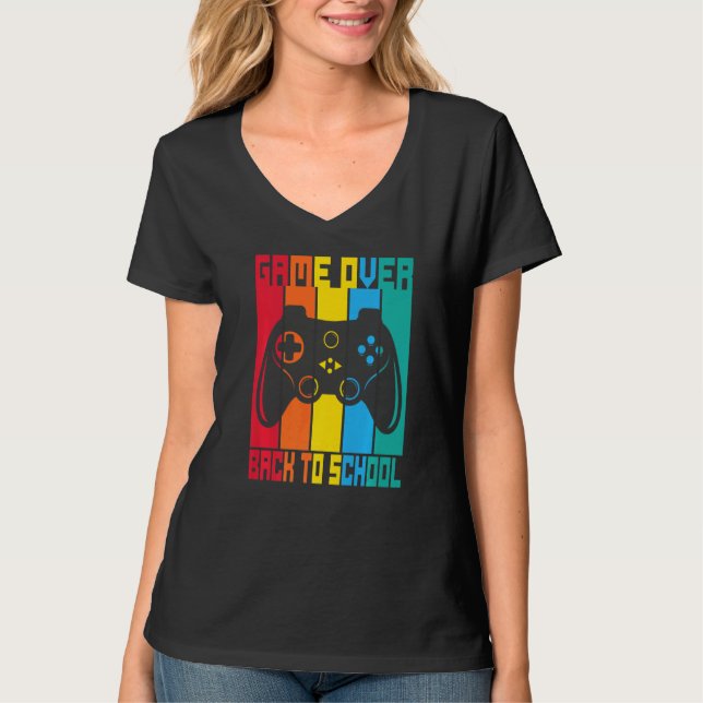 T-shirt Game Over Back To School Sunset Student Game Contr (Devant)