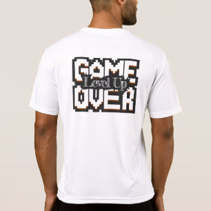 T-shirt Game Over, Level Up : Monde de jeu rétro pixelisé