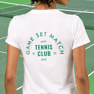 T-shirt Game Set Match Après Tennis Club Personnalisé Blan