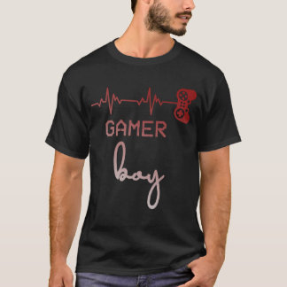 T-shirt Gamer Boy Cute Heartbeat Gamer pour Boy Game