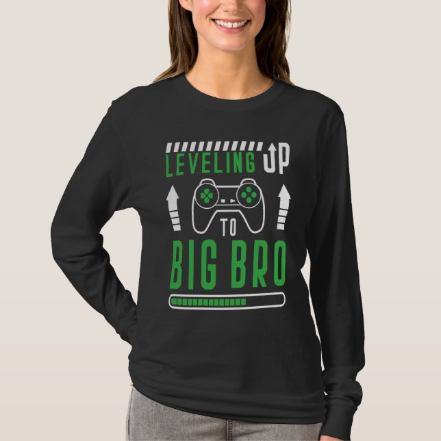 T-shirt Gamer Brother Quote Leveling Up to Big Bro Gaming (Devant)