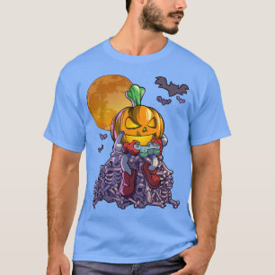 T-shirt Gamer Citrouille Jack O Lanten Video Game Hall