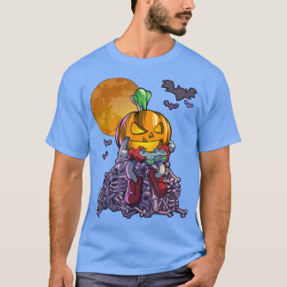 T-shirt Gamer Citrouille Jack O Lanten Video Game Hall