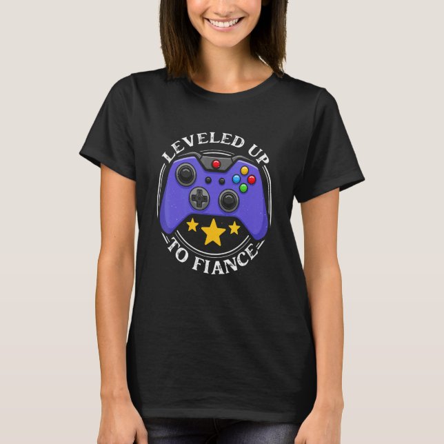 T-shirt Gamer Couple Matching Gaming Engagement Leveled Up (Devant)
