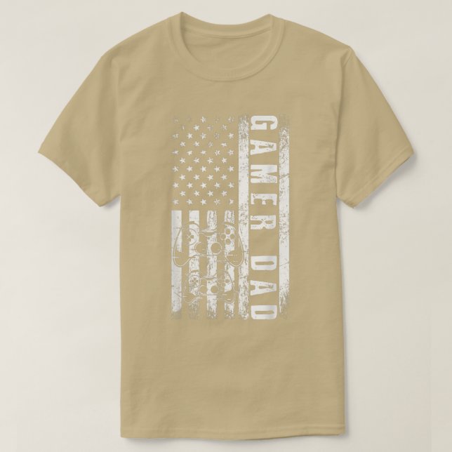 T-shirt Gamer DAD American Flag Funny Video Gaming Père (Design devant)