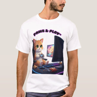 T-shirt Gamer de chat - Paws & Play