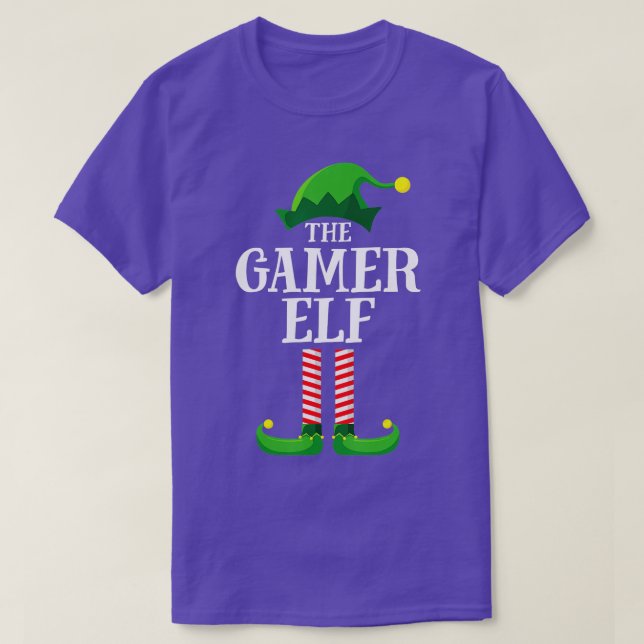 T-shirt Gamer Elf Correspondant Famille Groupe Noël (Design devant)