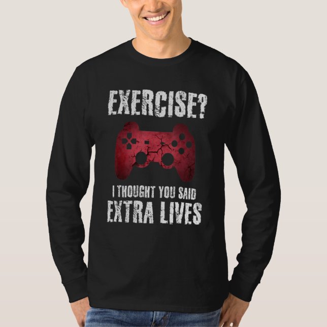 T-shirt Gamer Exercise Extra Lives Video Game Boys Teens K (Devant)