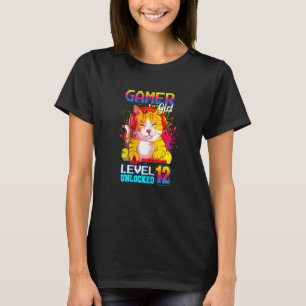 T-shirt gamer fille niveau 12 déverrouillé gamer 12e anniv