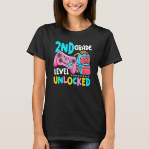 T-shirt Gamer Gaming 2ème Niveau Déverrouillé Retour À Sch