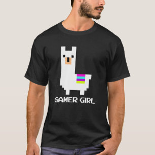 T-shirt Gamer Girl Cute Alpaca Llama 8 bits jeu vidéo Cool