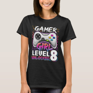 T-shirt Gamer Girl Level 8 Video Game 8th Birthda