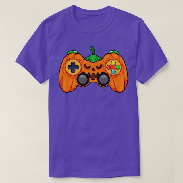 T-shirt Gamer Halloween Citrouille contrôleur vidéo Gamer  (Design devant)