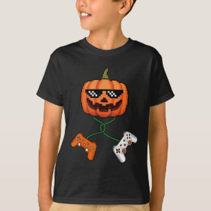 T-shirt Gamer Halloween Citrouille Jack-o'-lantern Video G