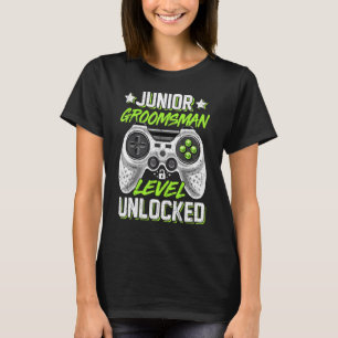 T-shirt Gamer Junior Groomsman Niveau Déverrouillé Jeux Vi