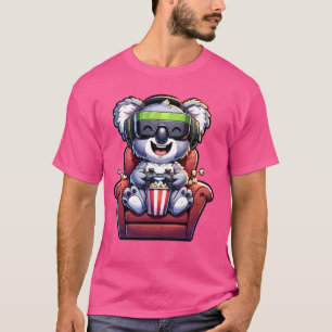 T-shirt Gamer Koala Popcorn Chaise de jeu Casque Jeux