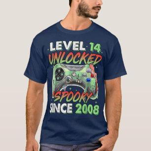 T-shirt Gamer Level 14 Unlocked 14th Birthday Spooky Since