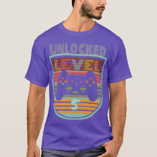 T-shirt Gamer Niveau 5 Enfants déverrouillés Chemise 5e an