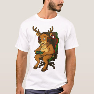 T-shirt Gamer Noël Renne Gaming Jeu Vidéo Garçons Gi