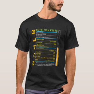 T-shirt Gamer Nutrition Facts Drôle Jeu Gamer