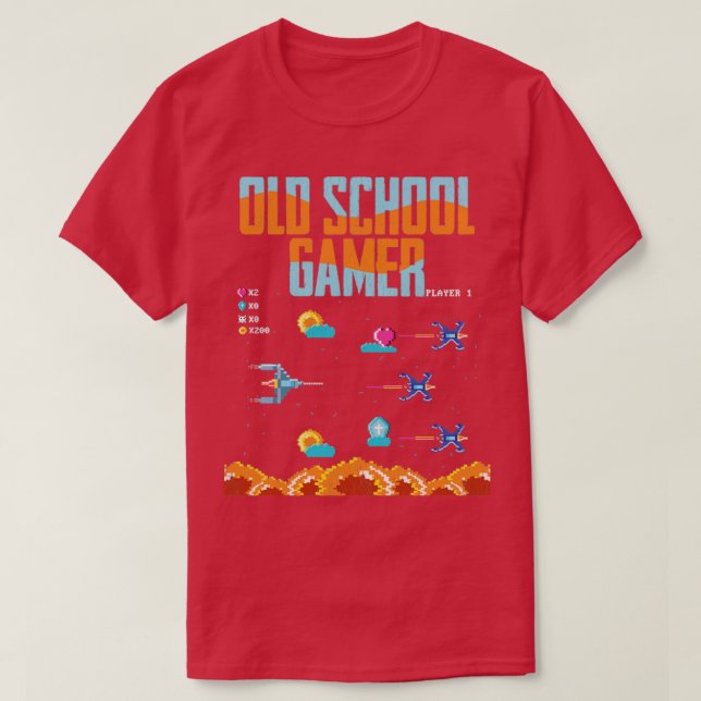 T-shirt Gamer Old School Gamer (Design devant)