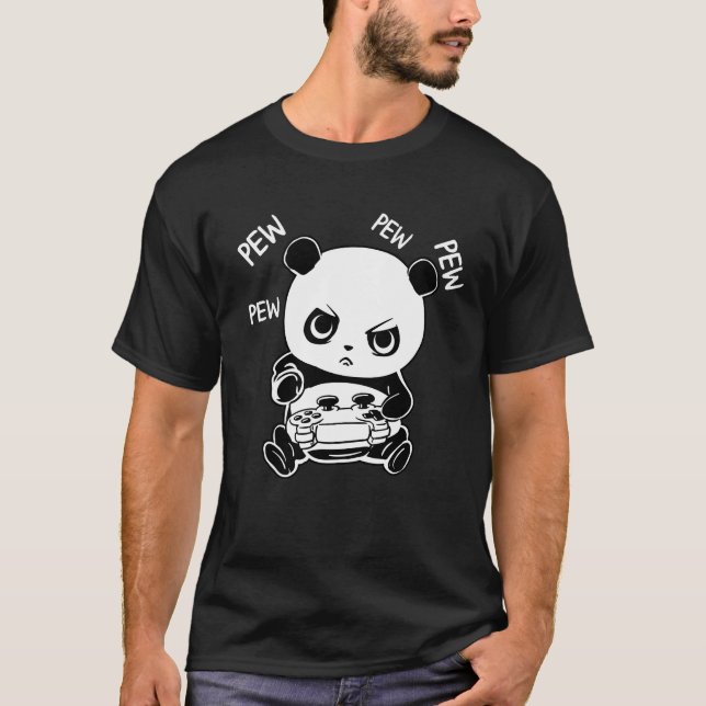 T-shirt Gamer Panda dormir Pew Addictionnaire cadeaux amus (Devant)