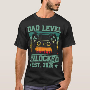 T-shirt Gamer Papa Papa Niveau Déverrouillé Est 2026 Drôle