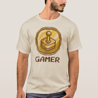 T-shirt Gamer Pixel Joystick Emblem - Retro Gaming
