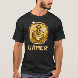 T-shirt Gamer Pixel Joystick Emblem Vivid - Retro Gaming