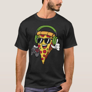 T-shirt Gamer Pizza Video Gaming Funny Video Gamer Pizza L