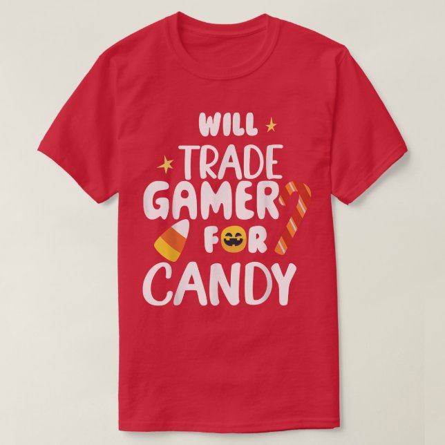 T-shirt Gamer Pour Candy Funny Matching Hallowee (Design devant)