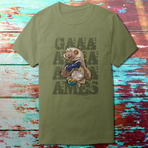 T-shirt Gamer Sloth Manger des nachos en sous-vêtements