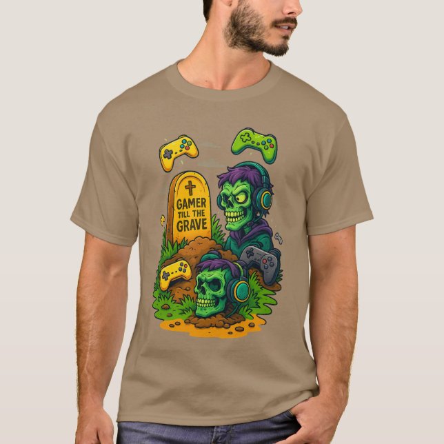 T-shirt “Gamer Till The Grave – Skull Gaming T-Shirt” (Devant)