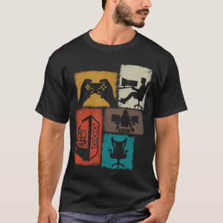 T-shirt Gamer Vintage Collage Gaming Men Video Game Lover 