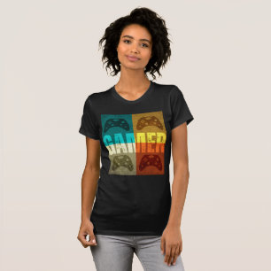 T-Shirt GAMER VINTAGE manette de jeu vidéo