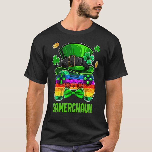 T-shirt Gamerchaun Jeu Shamrock Love Pop It St Patrick' (Devant)