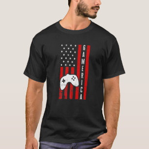 T-shirt Gamerica Us Flag Gamer 4 juillet Video Game Boys