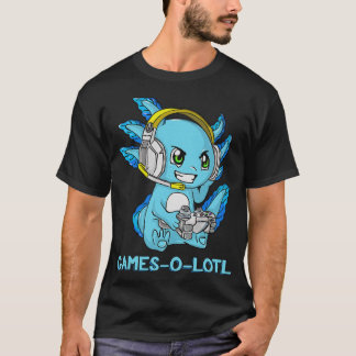 T-shirt Gamesolotl Axolotl Gamer avec casque mignon Anime