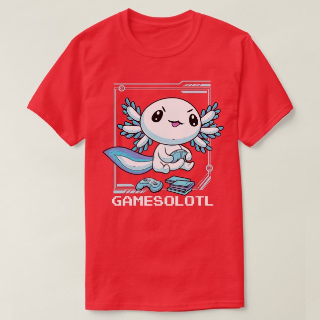 T-shirt Gamesolotl Axolotl Poisson Jouer Jeux Vidéo Lizar (Design devant)