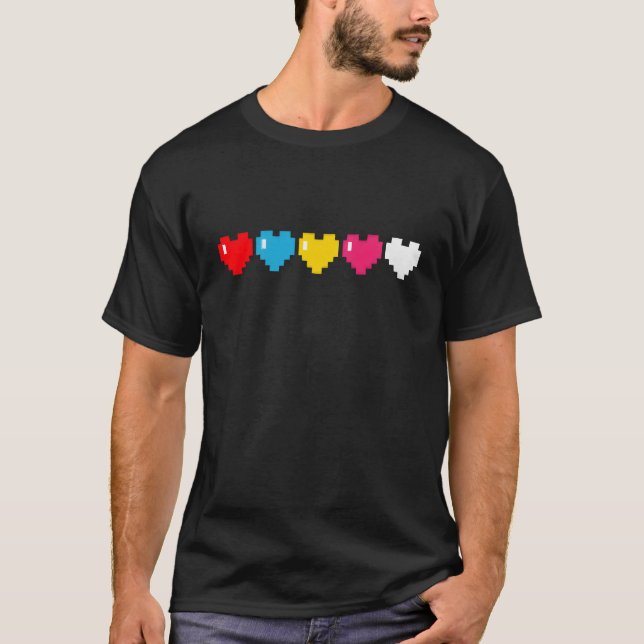 T-shirt Gaming Retro 90s Pixel Heart Lives (Devant)