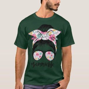 T-shirt Gammie Life Messy Hair Bun Floral Femmes D de mère