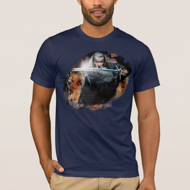 T-shirt Gandalf Avec Épée Au Combat (Devant)